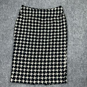 Lafayette 148 Skirt Womens Size 6 Black White Houndstooth Wool Blend